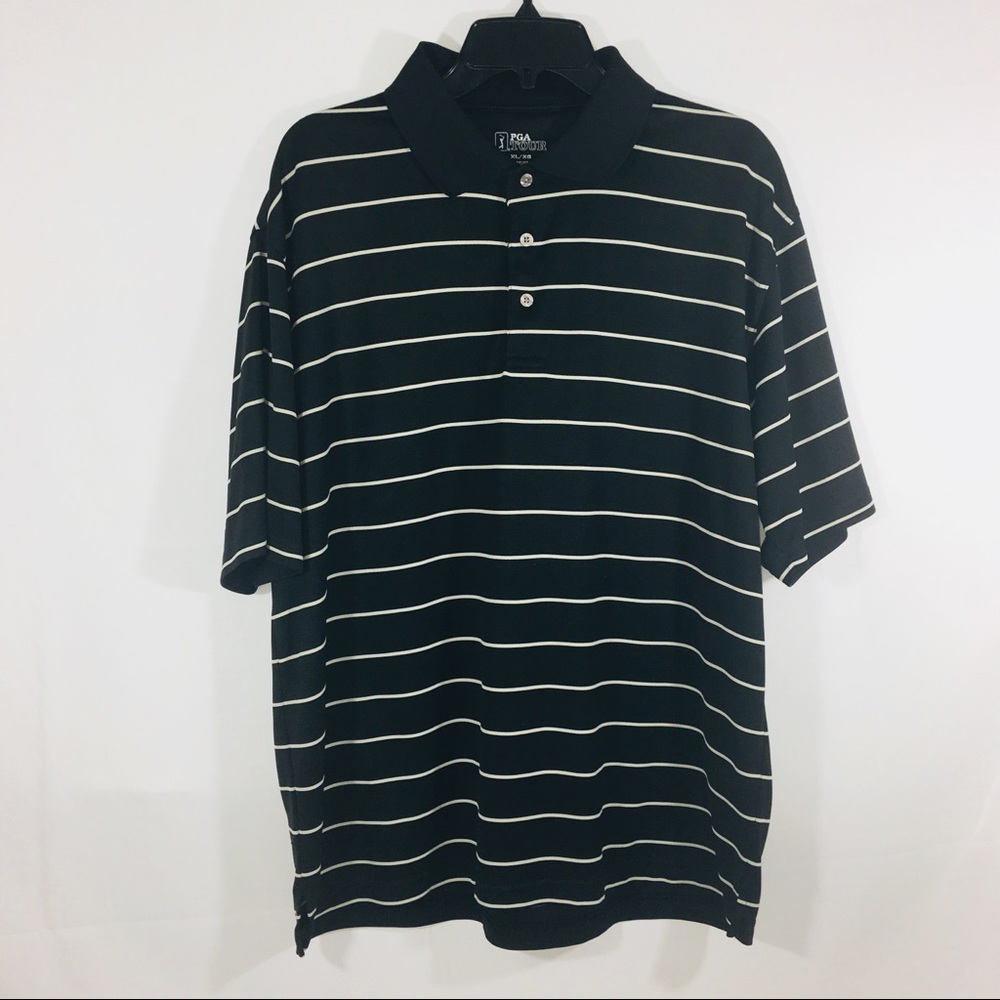 PGA Tour Mens Golf Polo Shirt Black and white
